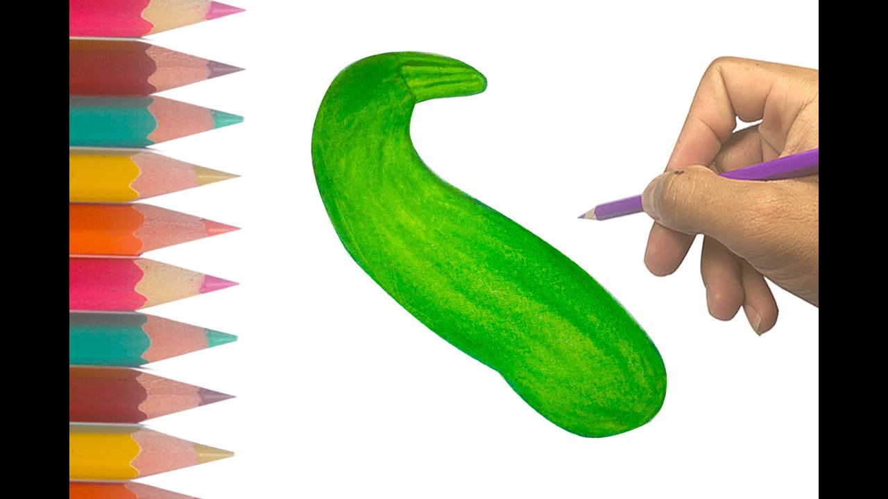 1280x720 How To Draw Zucchini Easy Drawing For Kids Vegetable Drawing