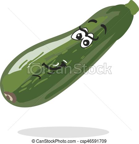 450x466 Zucchini Happy Cartoon Character Vector. Fresh Green Cartoon