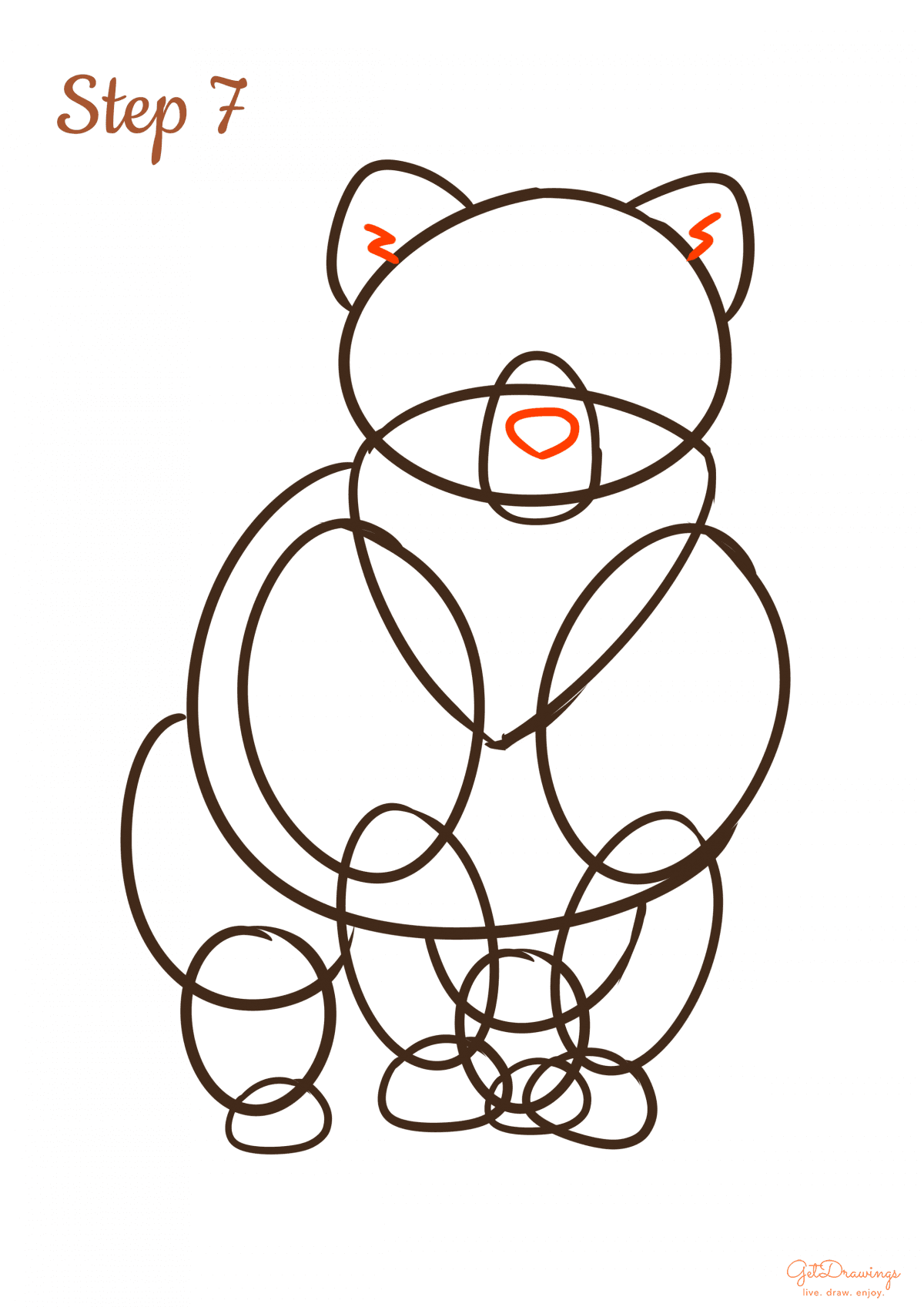 How to draw a Bear step by step step 7