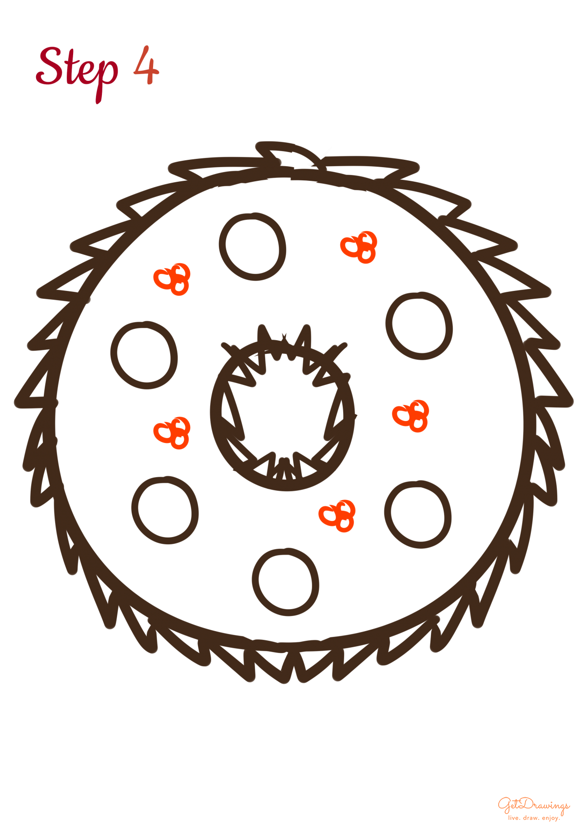 How to draw a Christmas Wreath