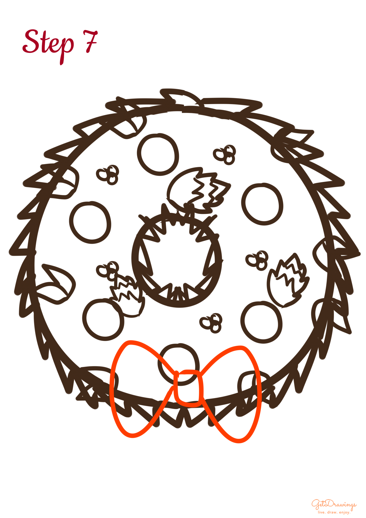 How to draw a Christmas Wreath