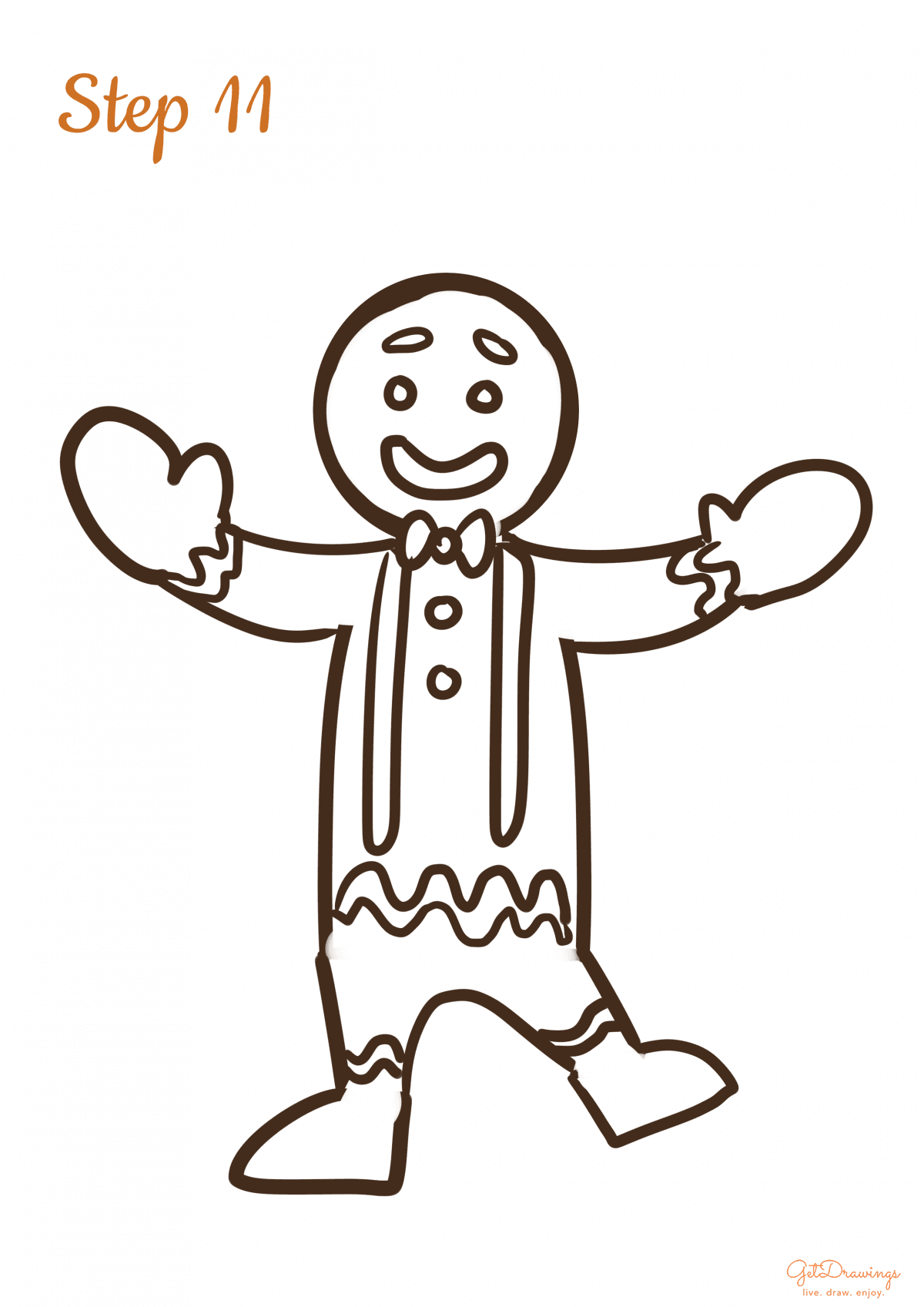 How to draw a Gingerbread Man step 11