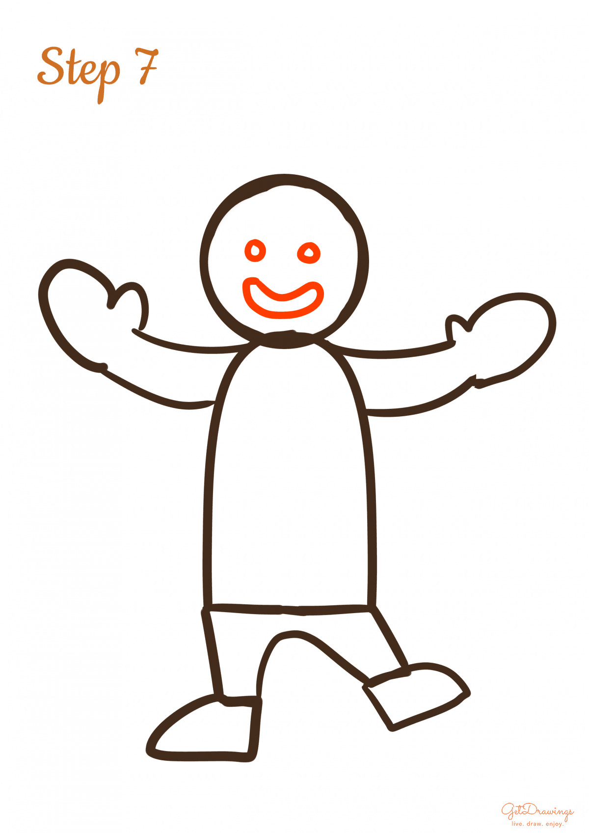 How to draw a Gingerbread Man step 7