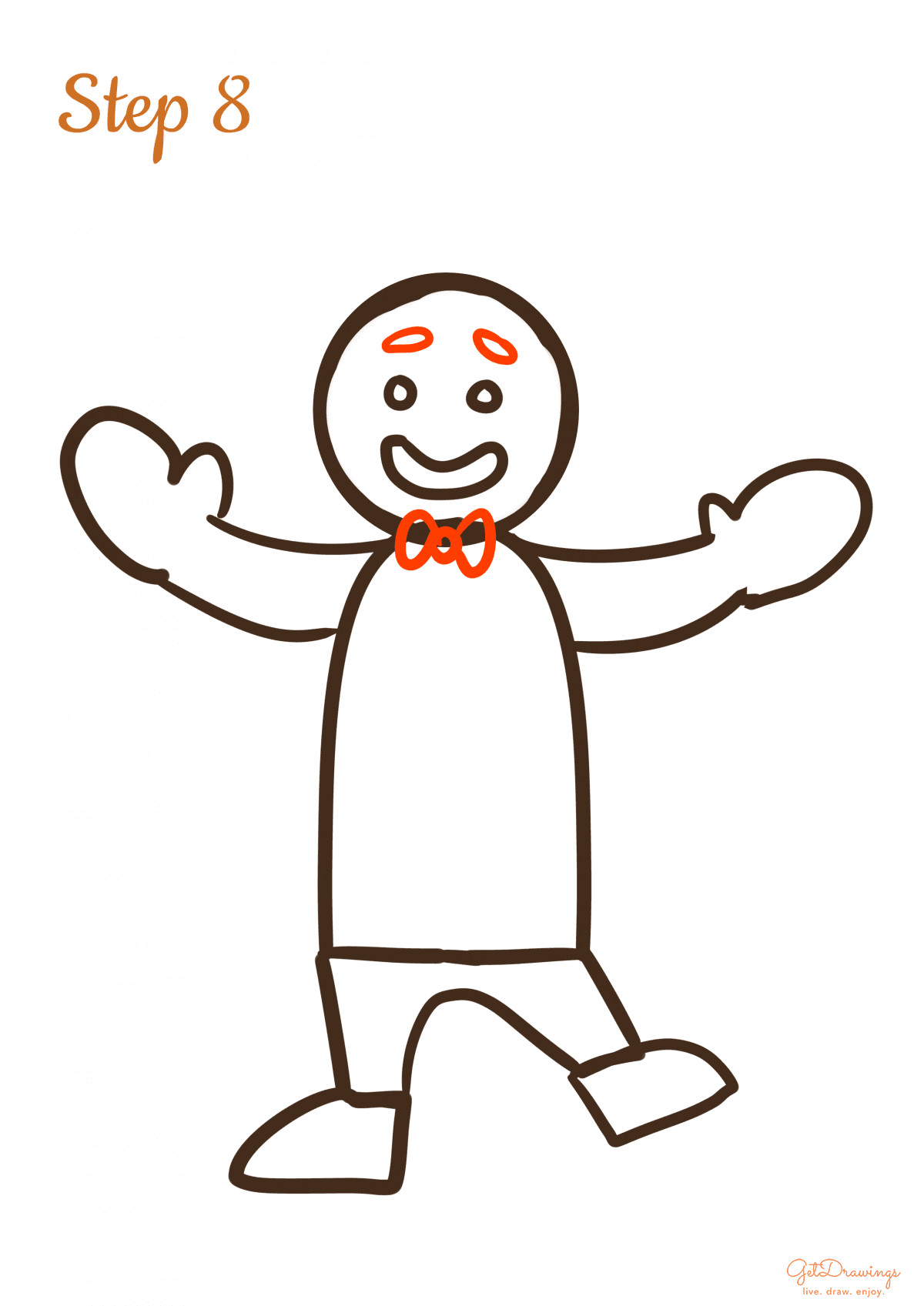 How to draw a Gingerbread Man step 8