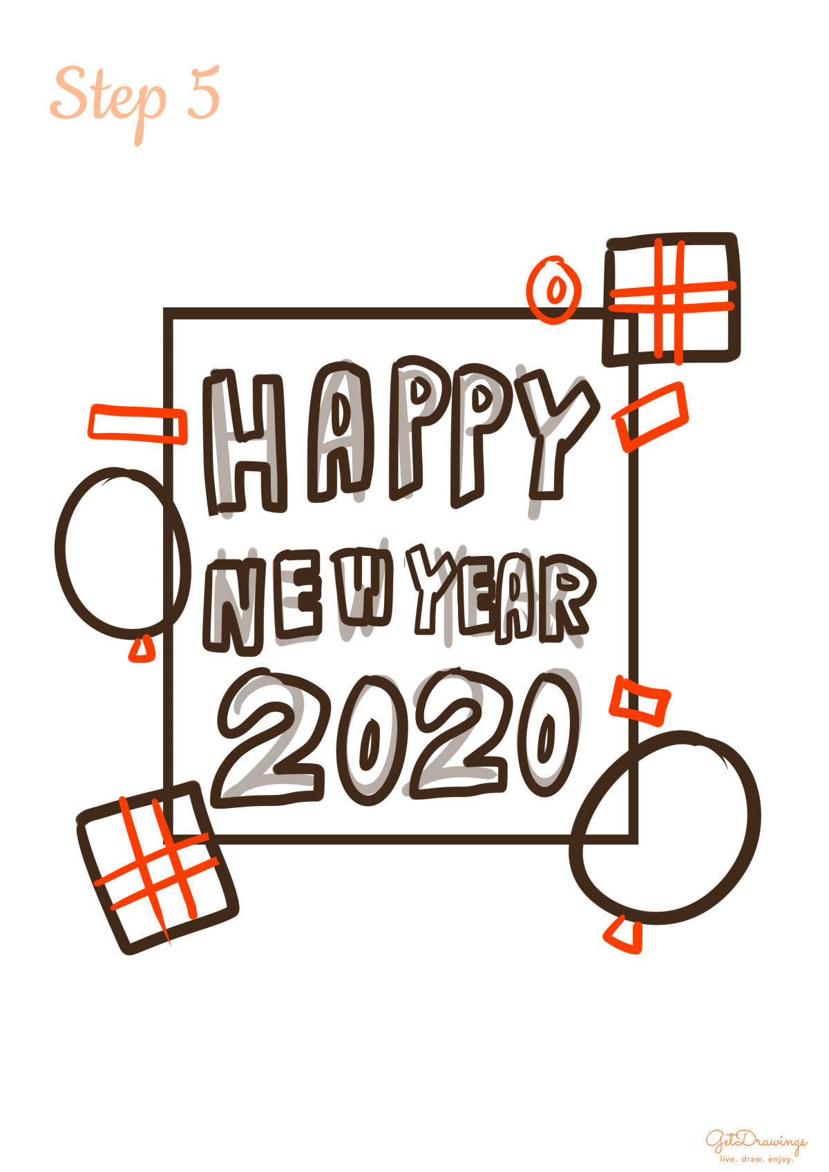 How to draw a New Year Greetings