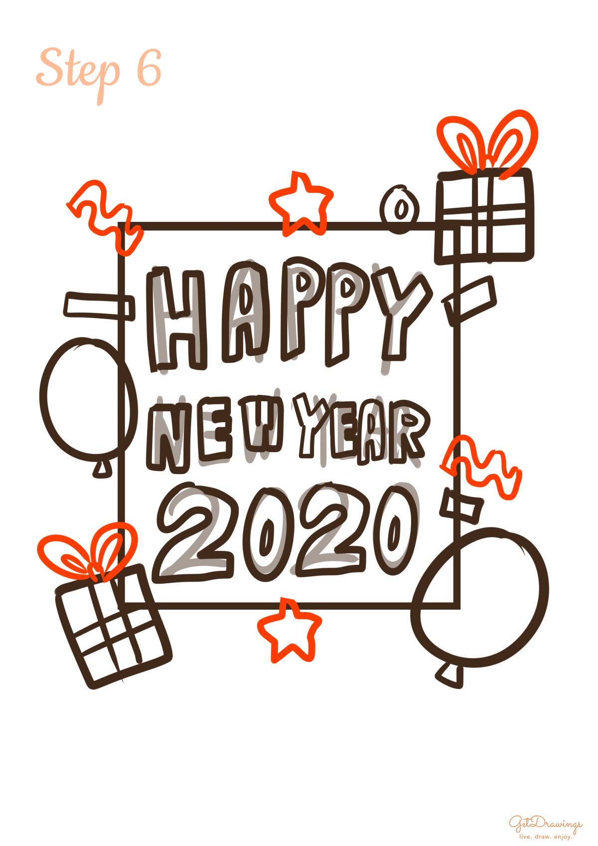 How to draw a New Year Greetings