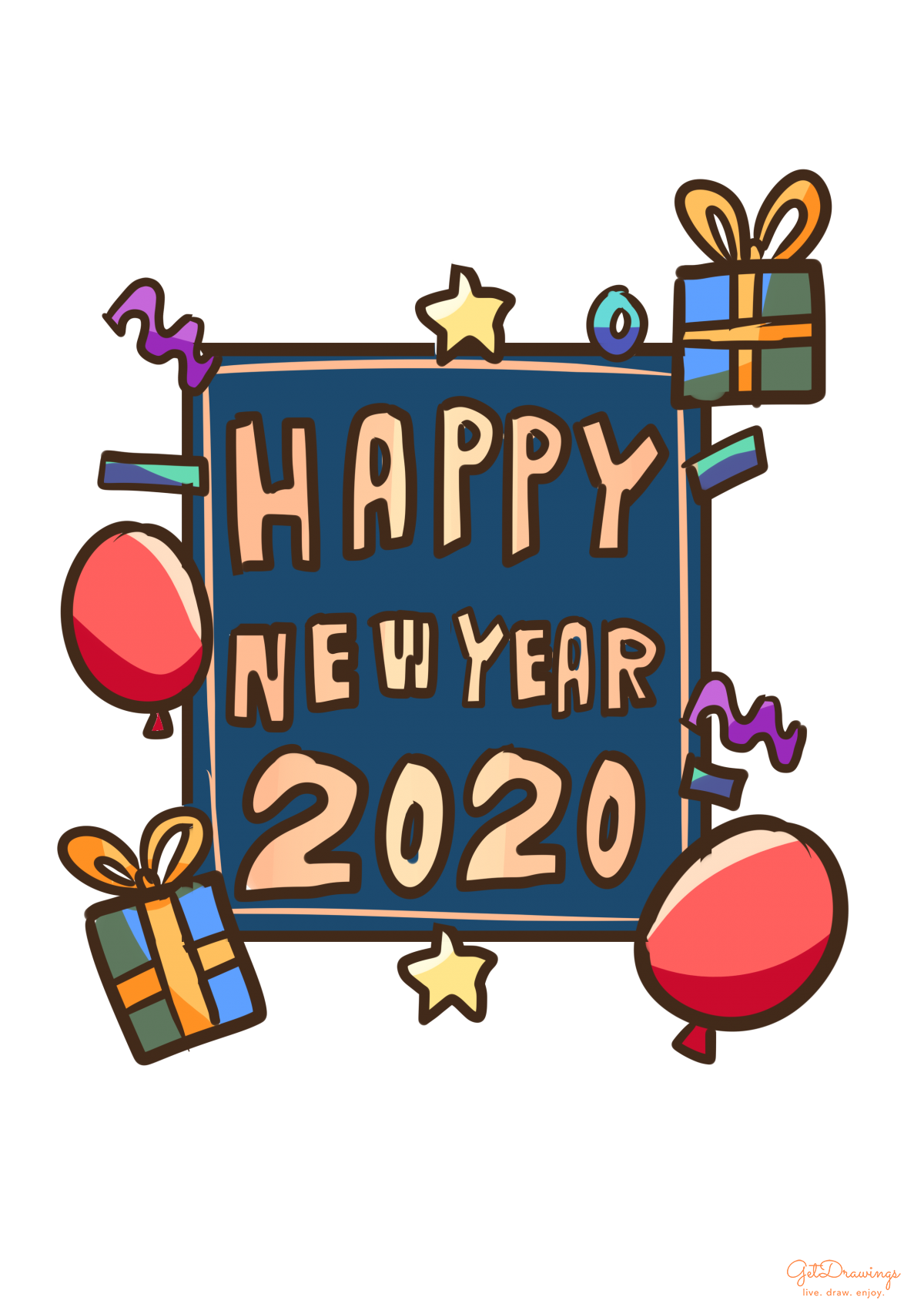 How to draw a New Year Greetings