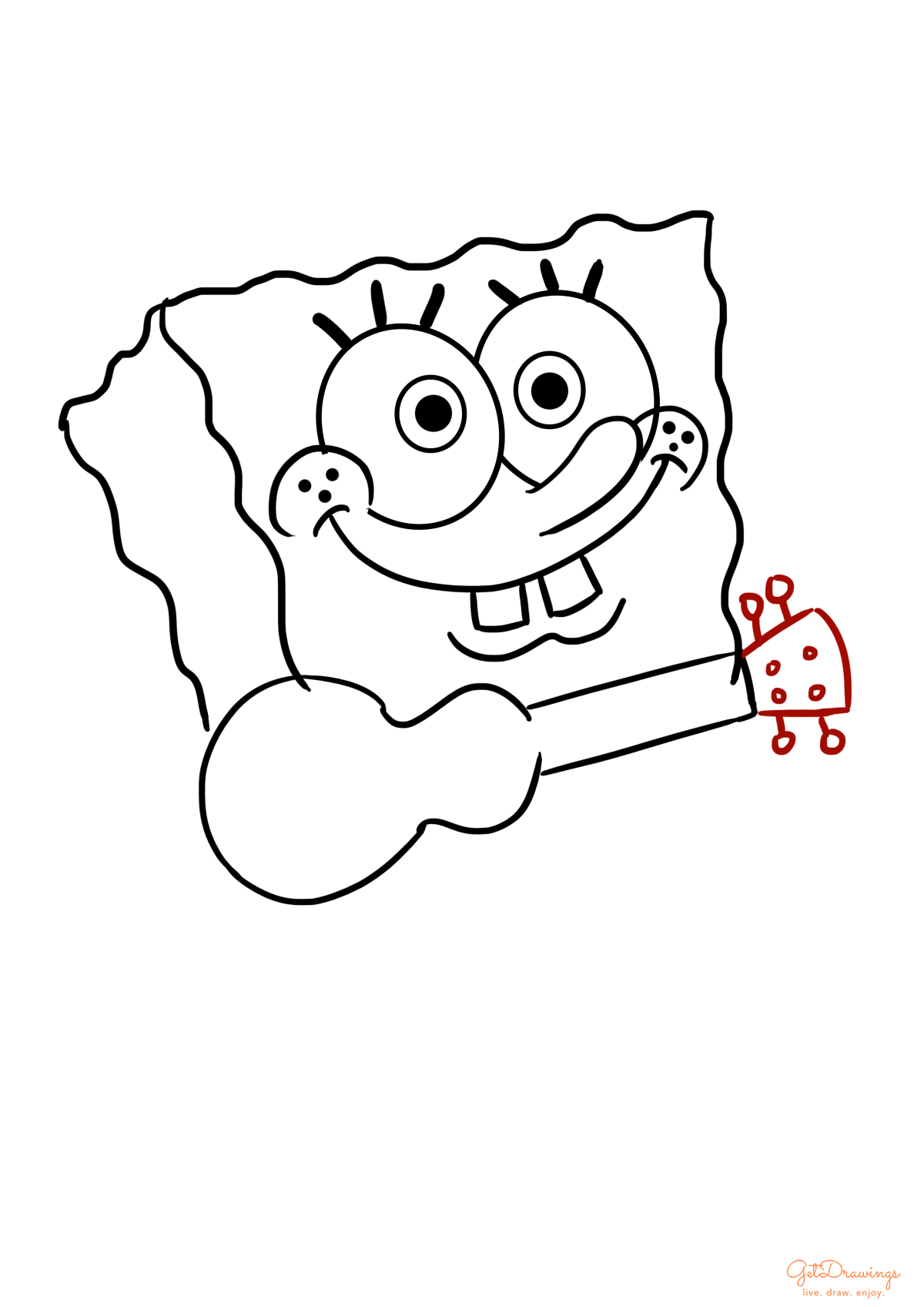 How to draw a SpongeBob SquarePants?