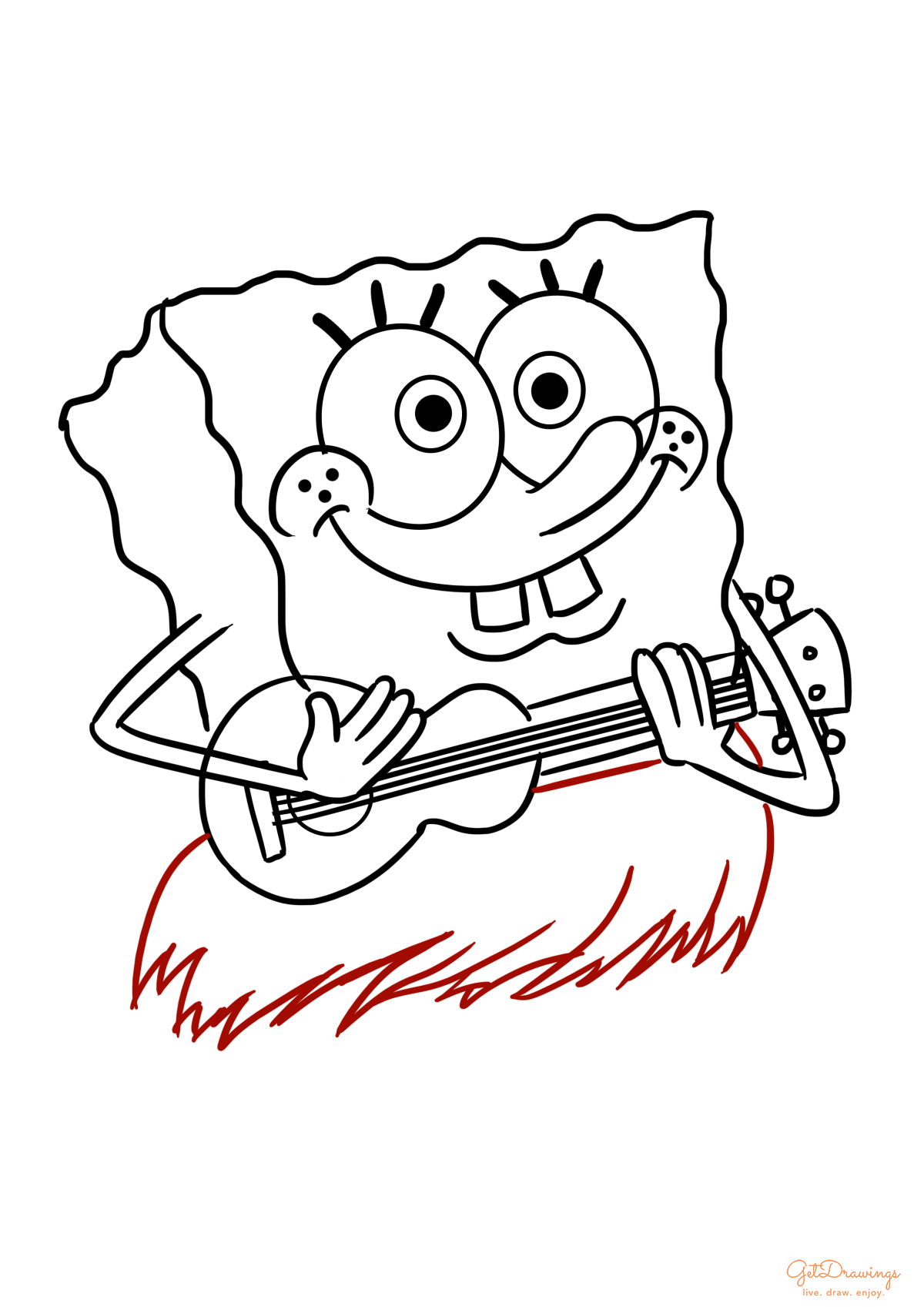 How to draw a SpongeBob SquarePants?