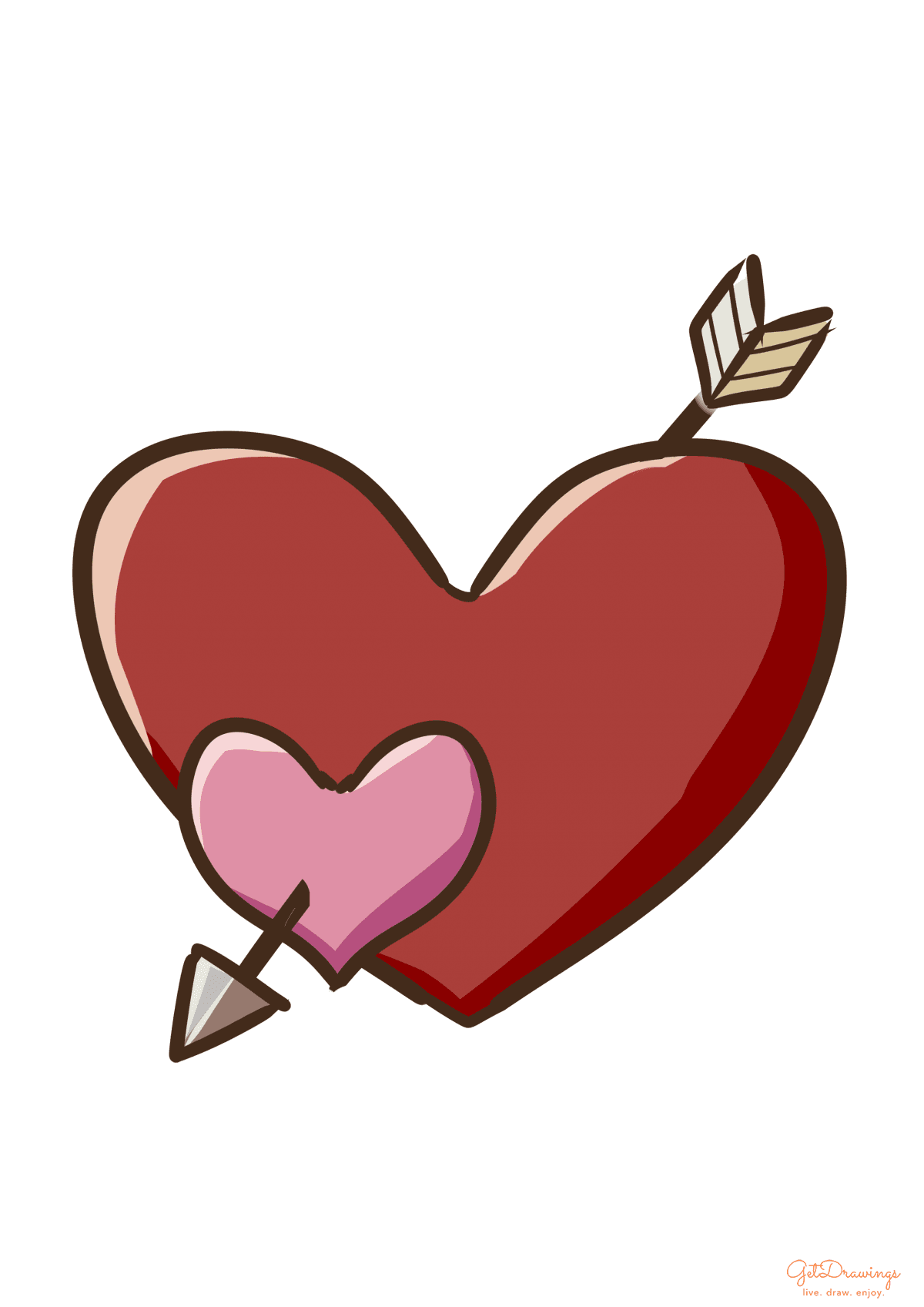 How to draw Hearts with an Arrow colored