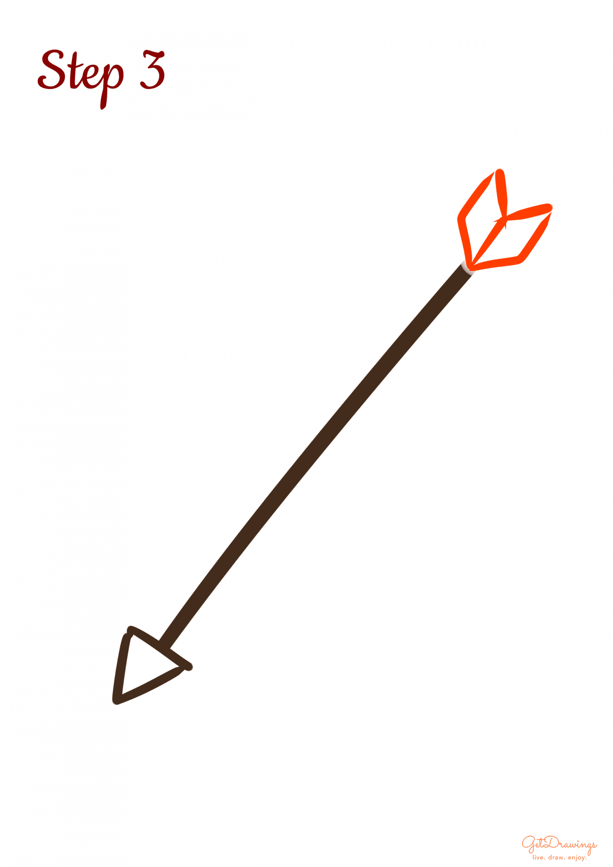 How to draw Hearts with an Arrow step 3