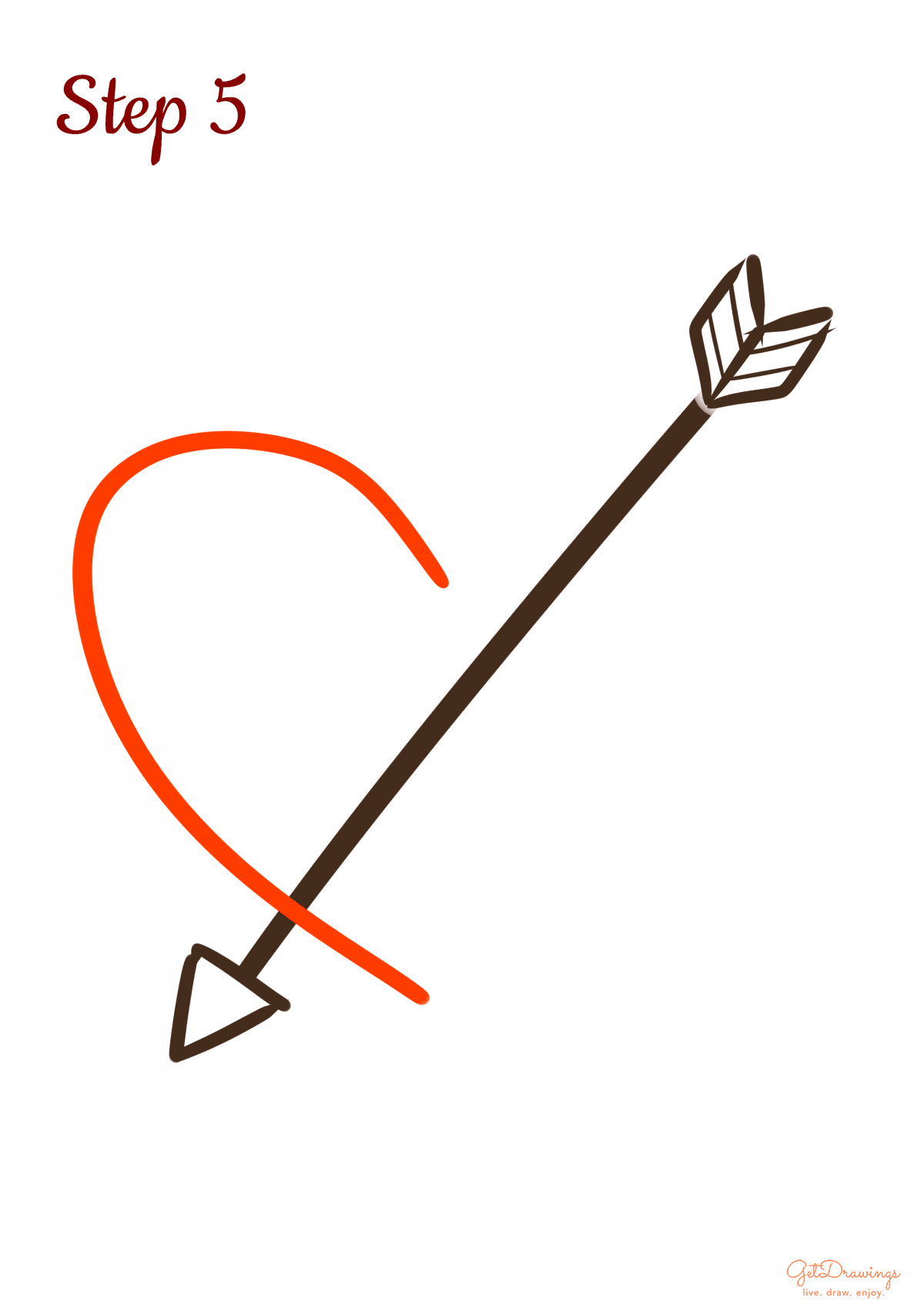 How to draw Hearts with an Arrow step 5