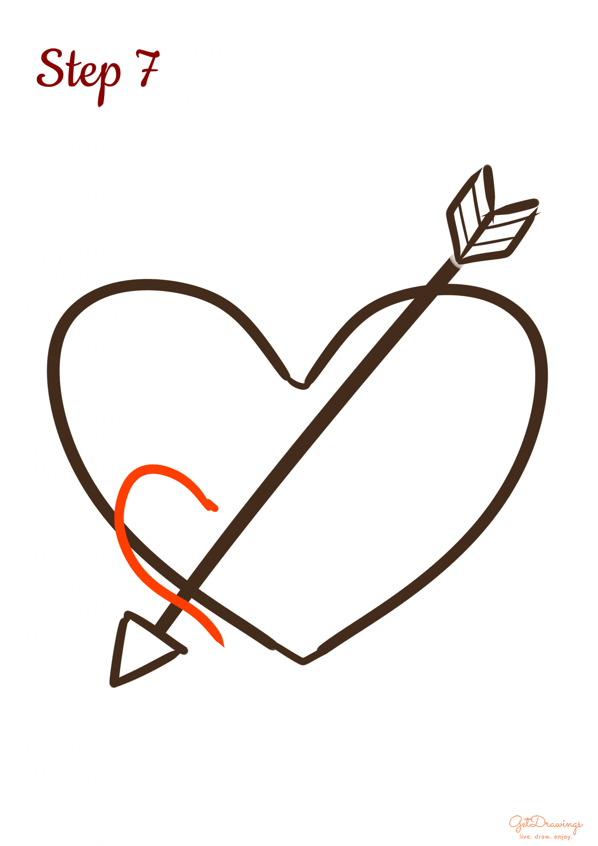 How to draw Hearts with an Arrow step 7