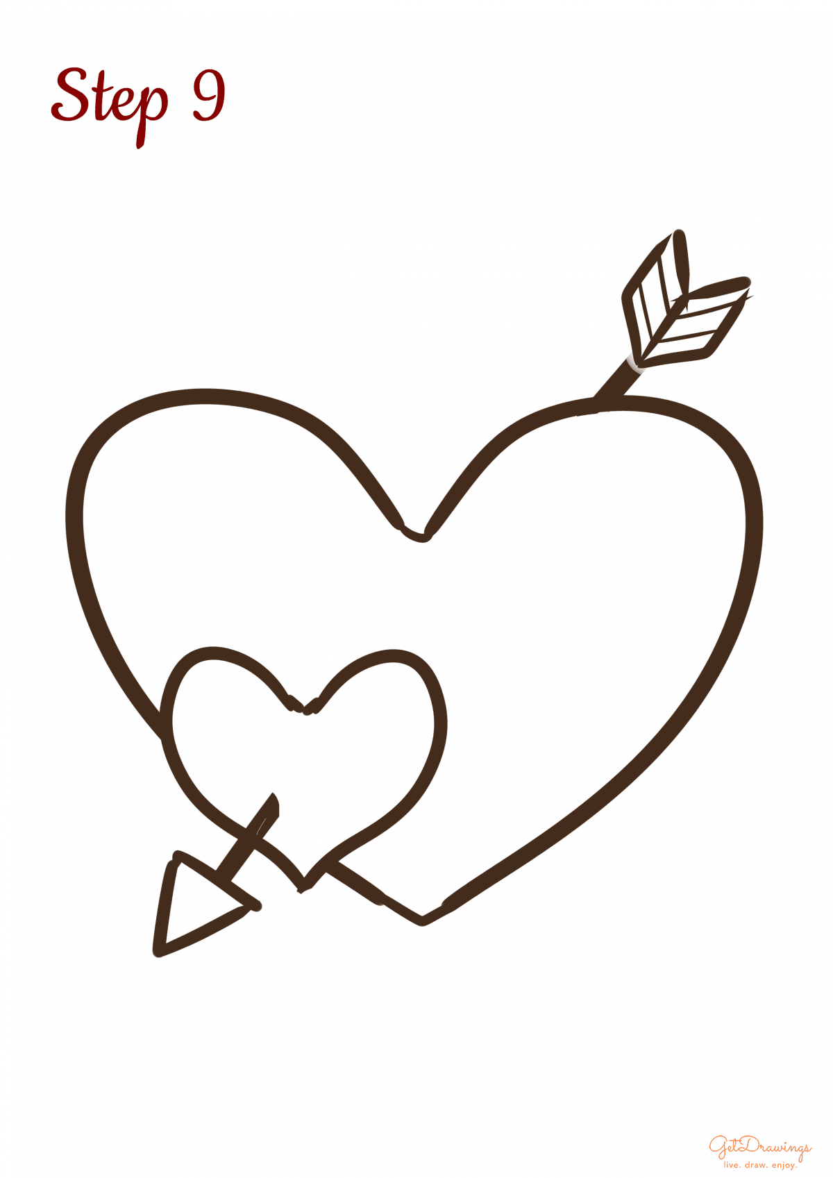 How to draw Hearts with an Arrow step 9