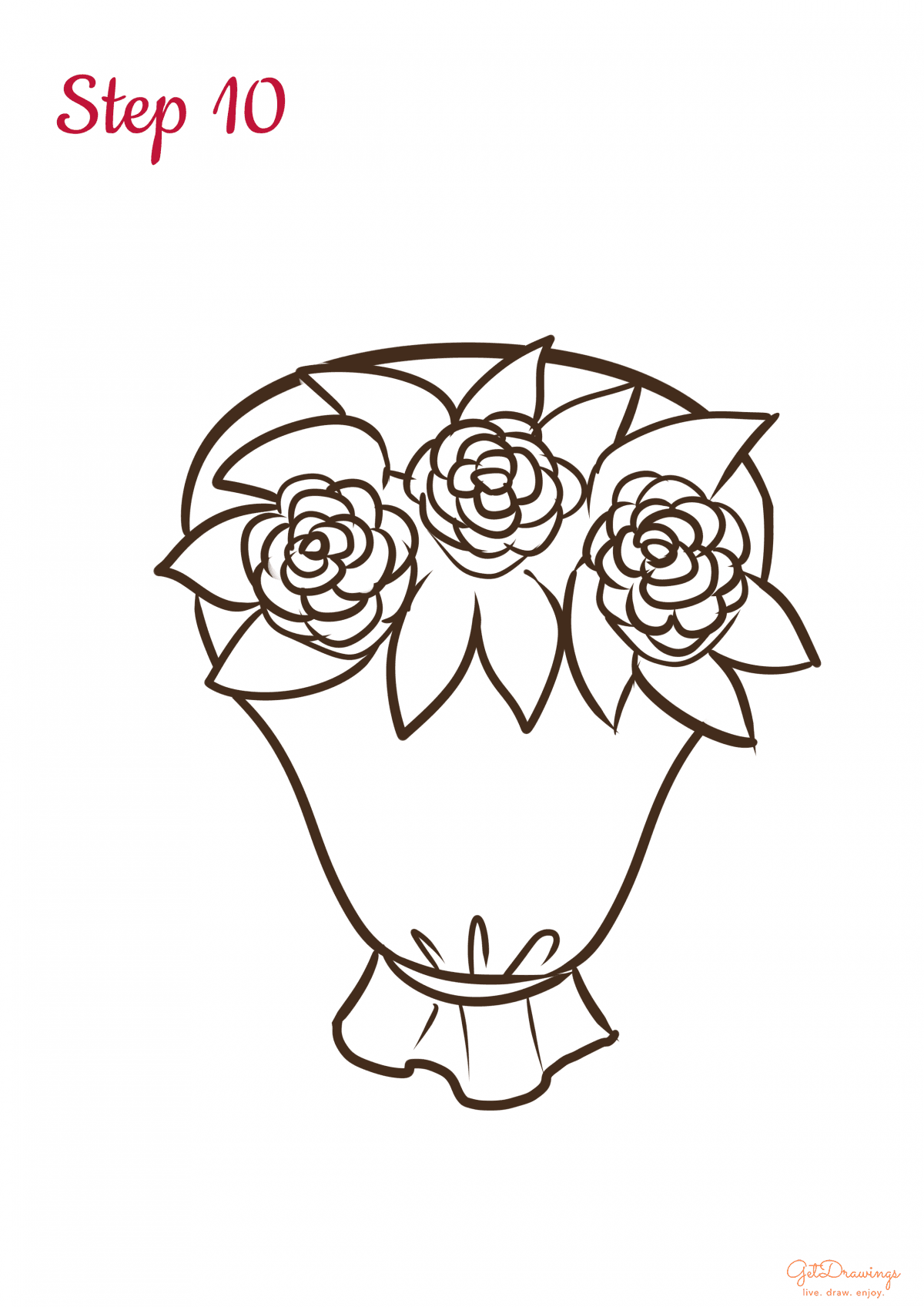 How to Draw Valentine’s Roses step 10