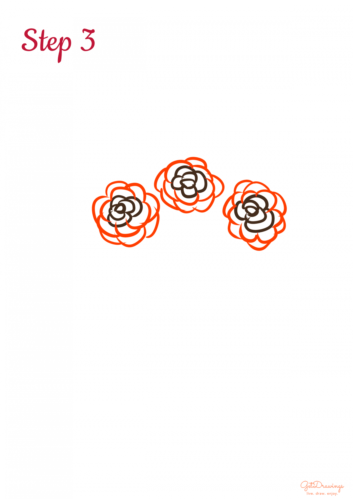 How to Draw Valentine’s Roses step 3