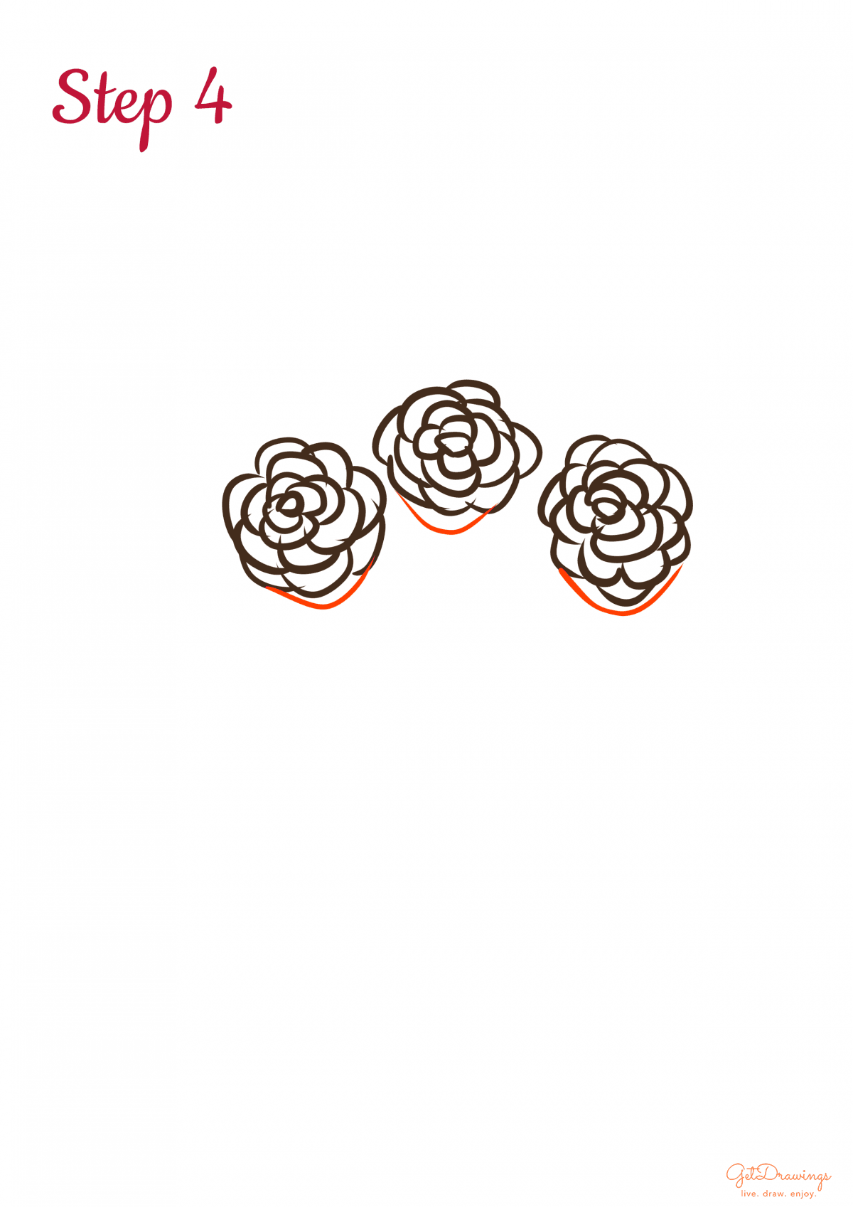 How to Draw Valentine’s Roses step 4