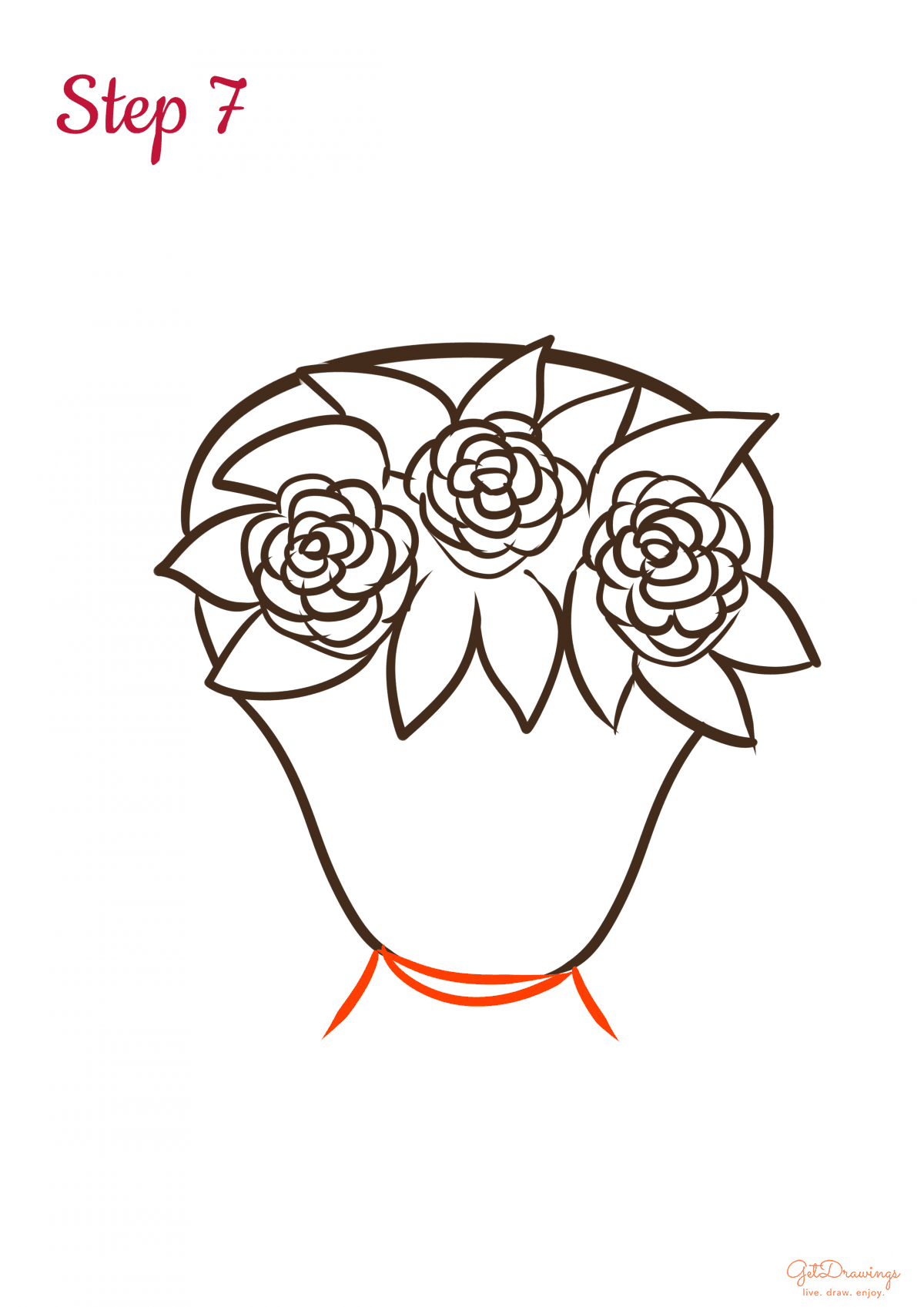 How to Draw Valentine’s Roses step 7
