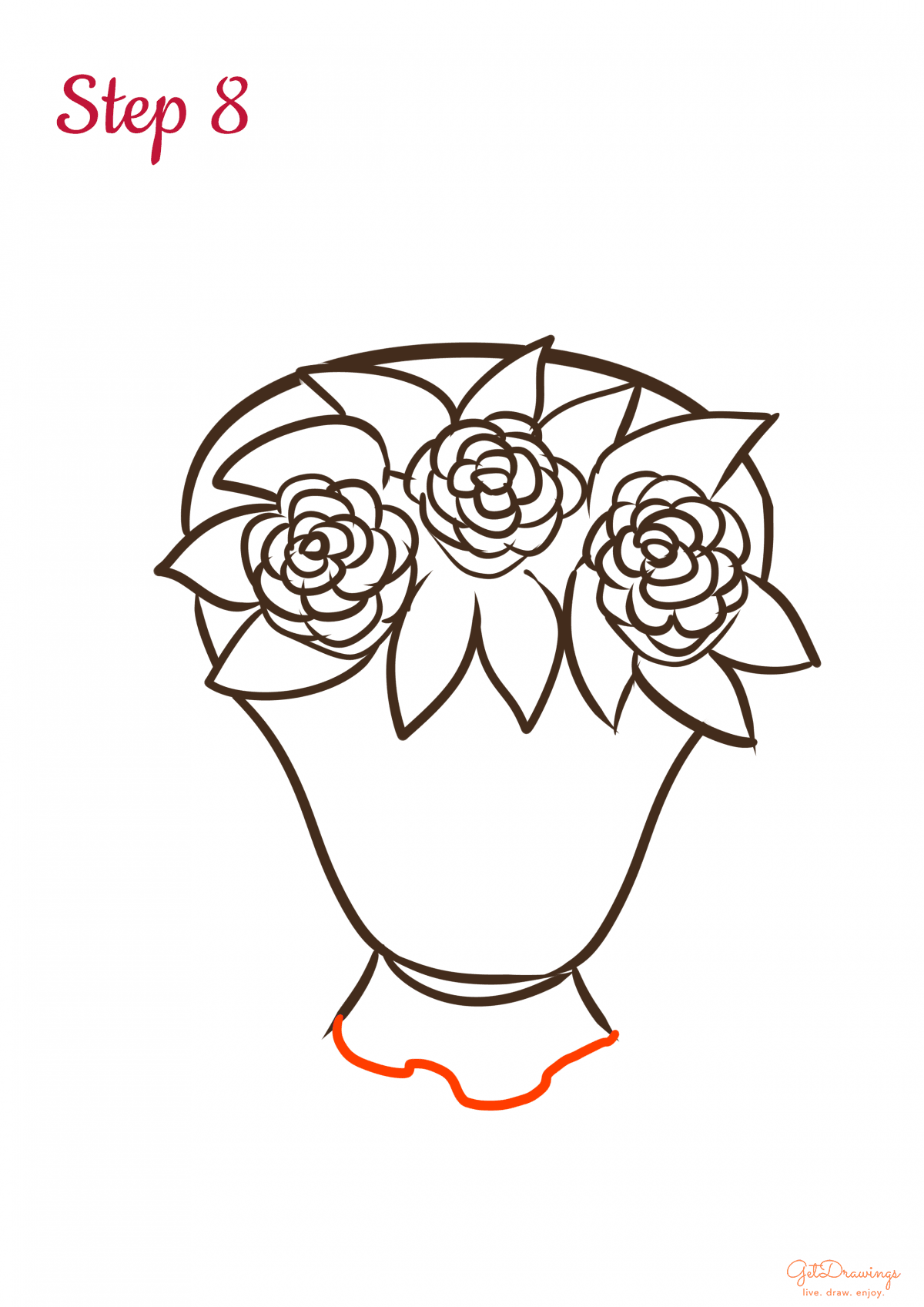 How to Draw Valentine’s Roses step 8