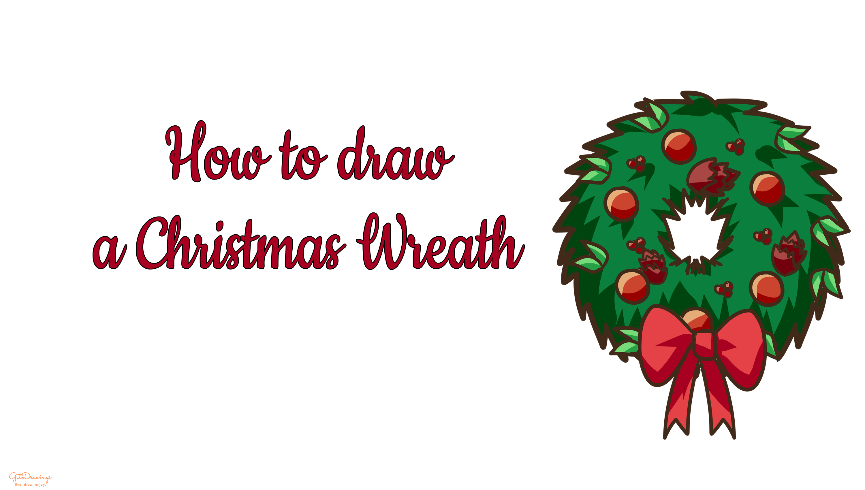 How to draw a Christmas Wreath