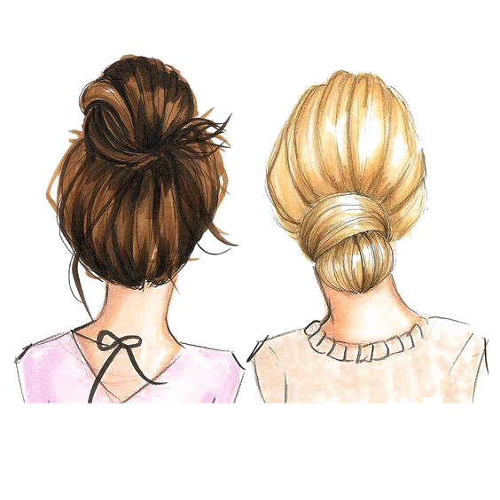 Blonde and brunette best friend drawing