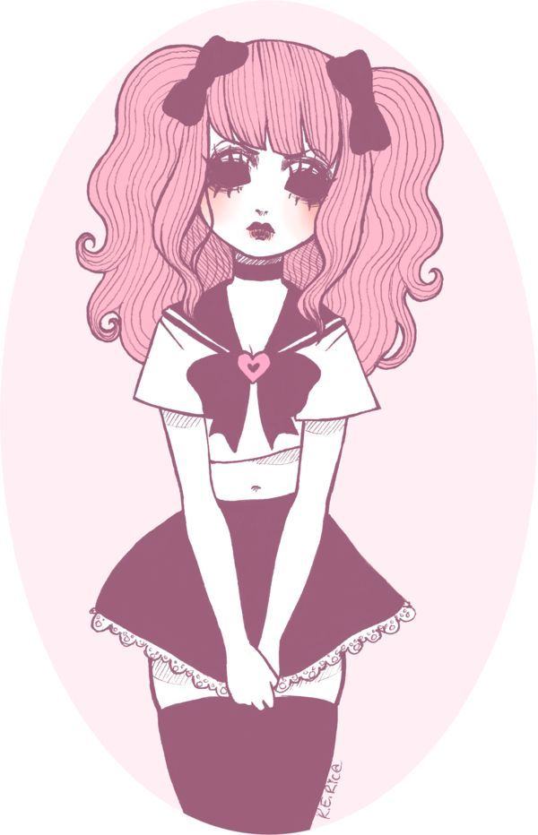 Art girl cute beautiful creepy pink