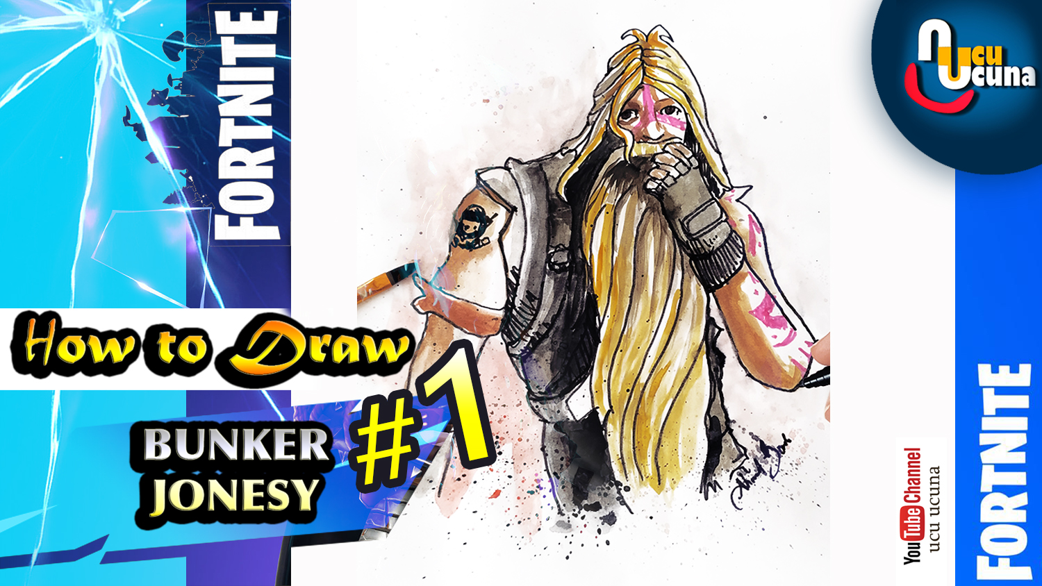 How to draw drift tutorial youtube channel name is ucu ucuna learn how to draw bunker jonesy fully upragaded from fortnite step by step beginner drawing tutorial of the bunker jonesy skin from fortnite