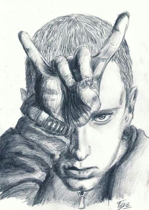 Eminem pencil drawing black and white