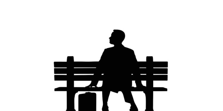 Forrest Gump Silhouette sitting on Bench