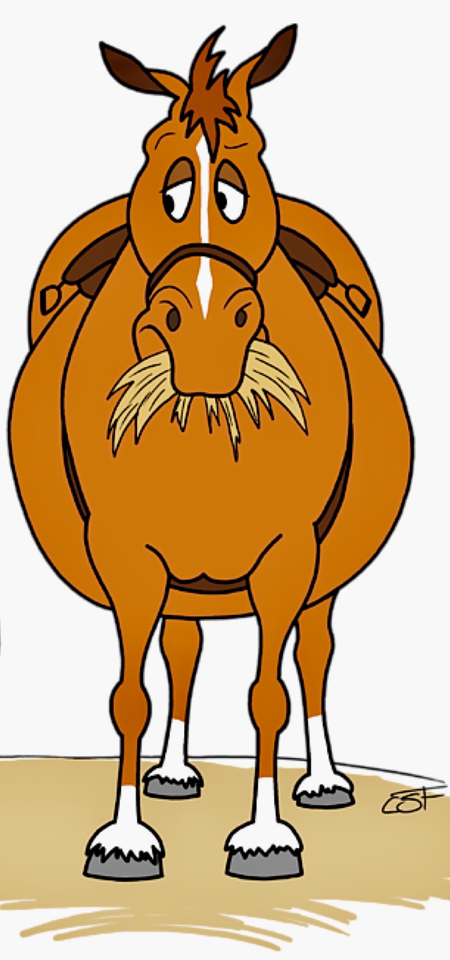 Funny Fat Cartoon Horse