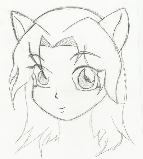 Hand drawn anime girl sketch