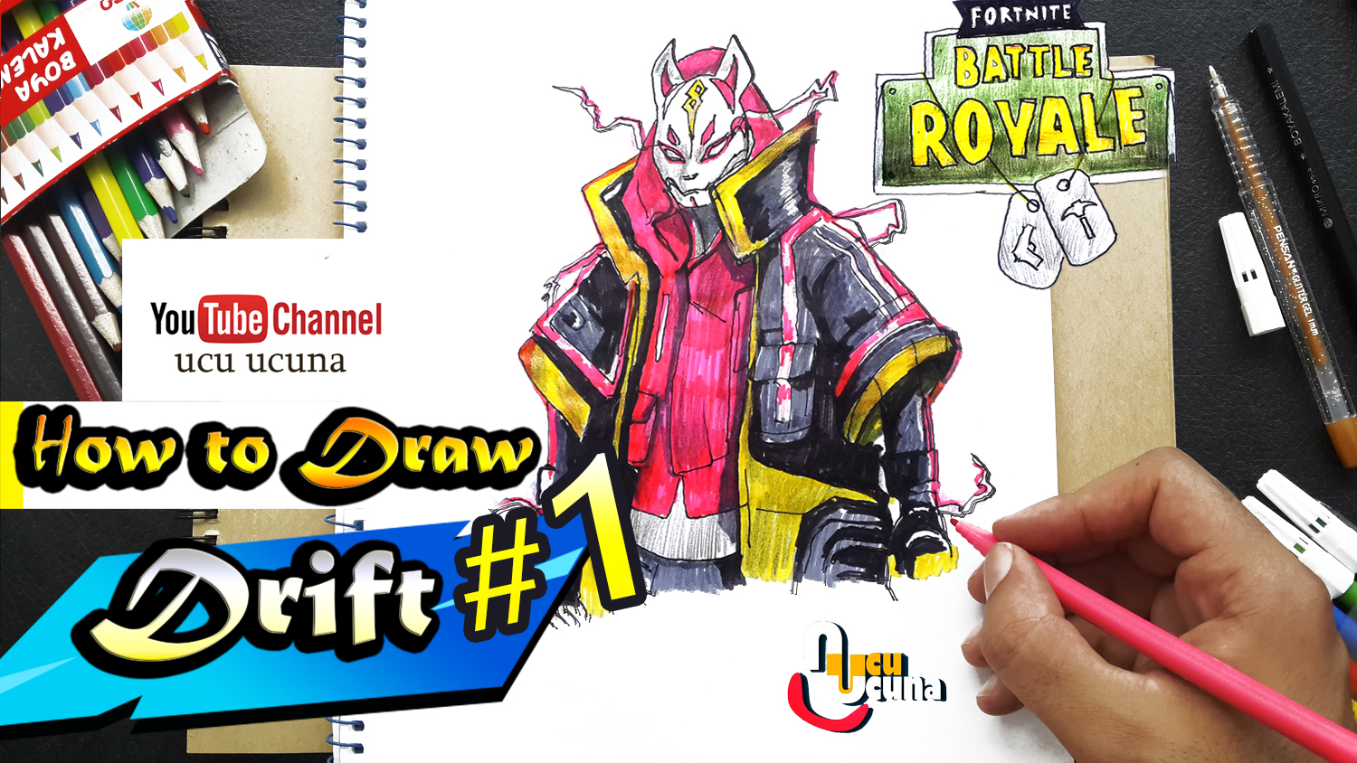 How to draw drift tutorial youtube channel name is ucu ucuna learn how to draw drift fully upragaded from fortnite step by step beginner drawing tutorial of the drift skin from fortnite kids for art funny video