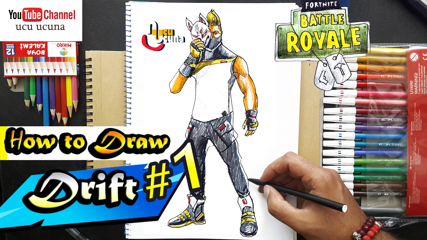 How to draw drift tutorial youtube channel name is ucu ucuna learn how to draw drift skin from fortnite step by step beginner drawing tutorial of the drift skin from fortnite