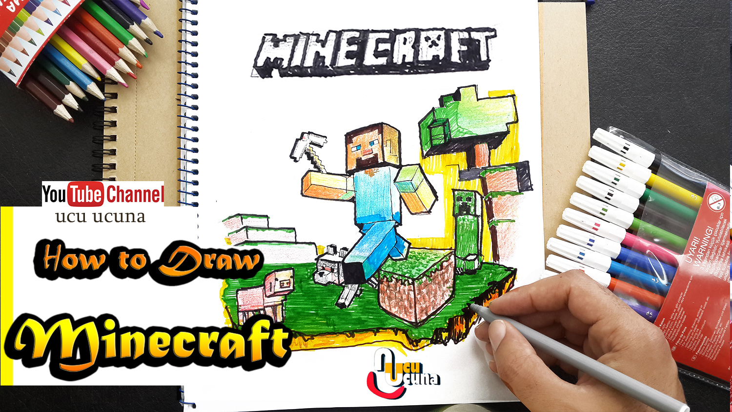 Hi everyone i ll be showing you how to draw minecraft   step by step Let s learn draw for  kids  art  important at my life  drow  with me i hope you like funny videos  tutorial if you like my draw you click my youtube channel ucu ucuna