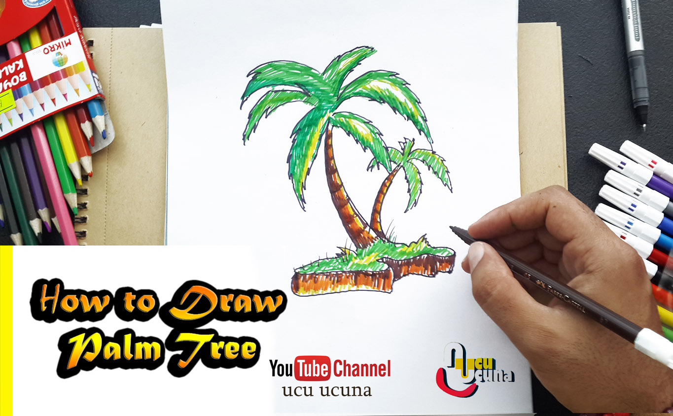 Hi everyone in today s art tutorial i ll be showing you how to draw  palm tree step by step Let s learn draw and paint  palm tree  for kids, palm tree important to me  draw, tutorial for children basic painting funny videos hope you like it