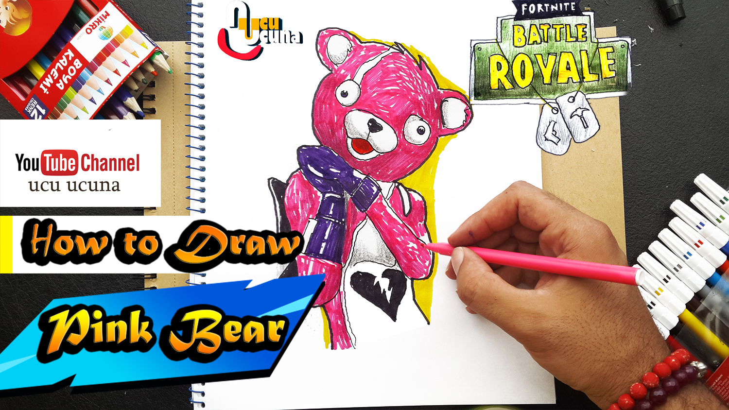 How to draw pink bear fortnite tutorial youtube channel name is ucu ucuna learn how to draw pink bear from fortnite step by step beginner drawing tutorial of the pink bear skin from fortnite