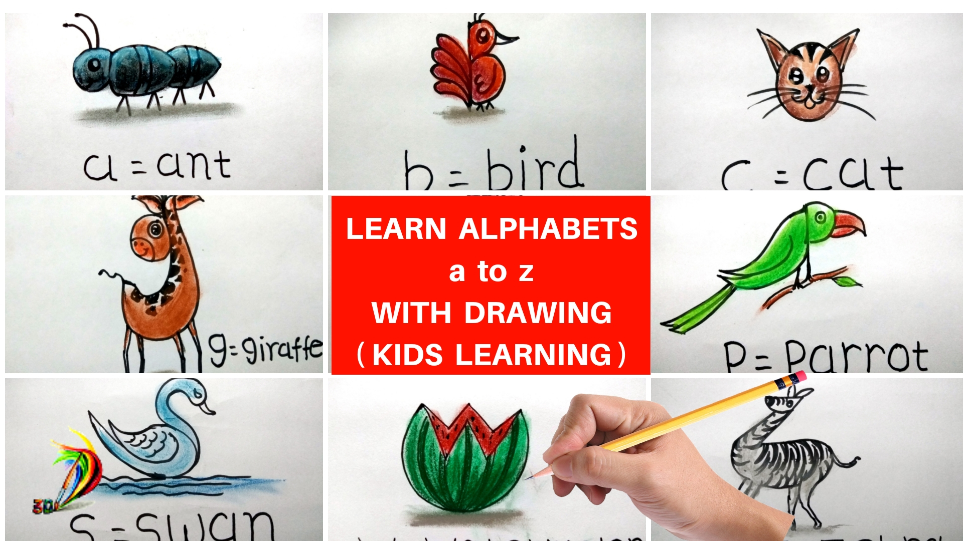 Easy drawing tutorials for kids to learn alphabets a to z