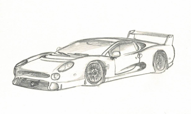 Drawing of a jaguar xj220