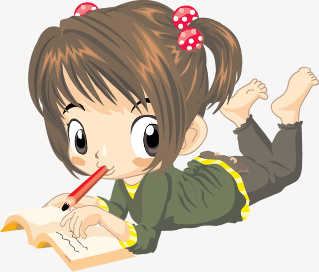 Little Girl Writing Clipart