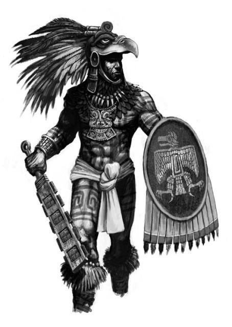 Maztlani eagle knight prepares for battle