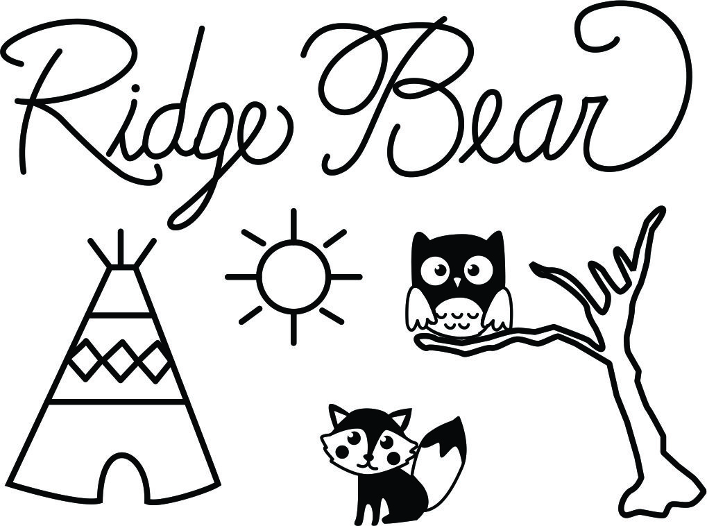 Ridge bear with owl, fox tepee and sun