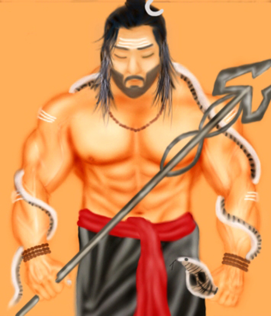 This is a digital art of Lord Shiva made by using Adobe Photoshop.