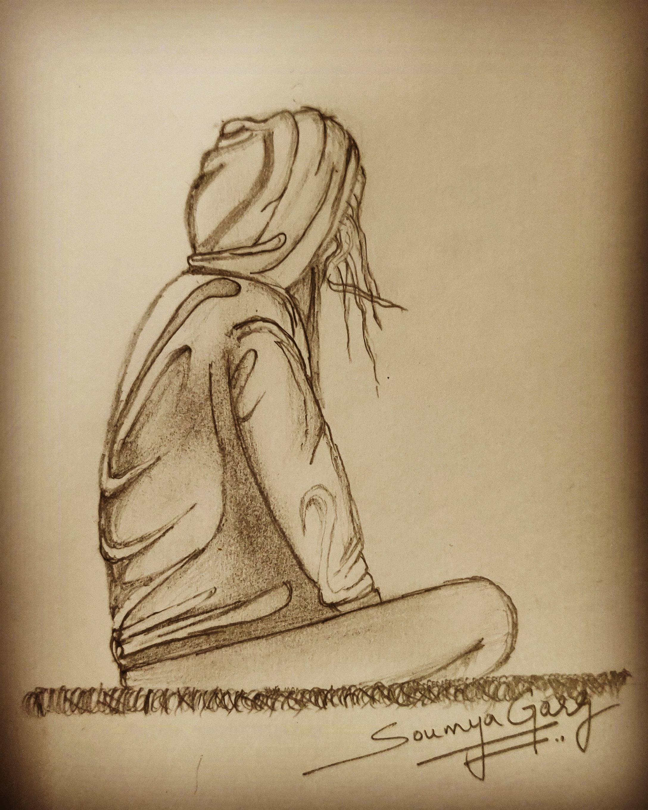 Sketch of self...to understand what u are, what u want, n to learn to be alone and stand alone in the crowd of many.. SG