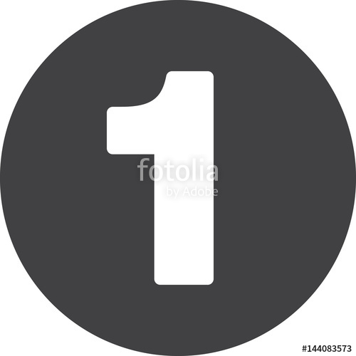 500x500 Number 1 Flat Icon, Circular Sign, Round Button One Stock Image