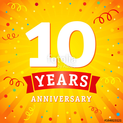 500x500 10 Years Anniversary Logo Celebration Card. 10th Years Anniversary
