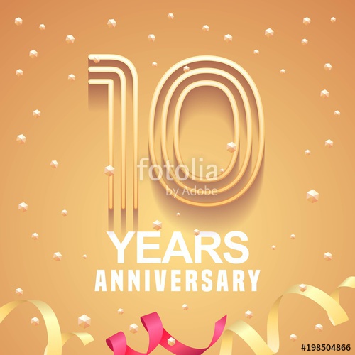 500x500 10 Years Anniversary Vector Icon, Logo Stock Image And Royalty