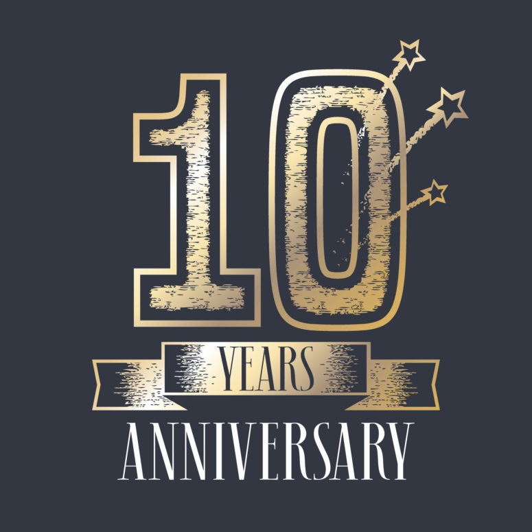 775x775 10 Years Anniversary Vector Icon