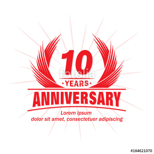 500x500 10 Years Design Template. Anniversary Vector And Illustration