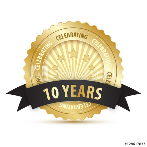 500x500 10 Year Anniversary Vector Icon