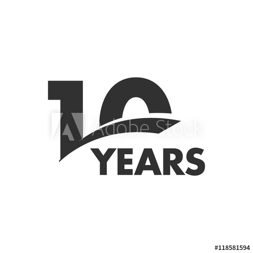 500x500 Isolated Abstract 10 Years Anniversary Vector Logo. Happy 10th